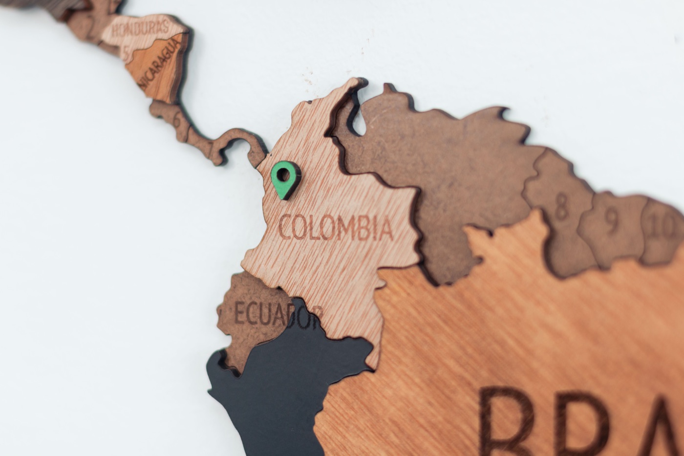 Mapa de la oficina marcando Colombia